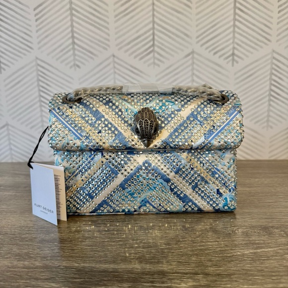 Kurt Geiger Blue & Silver Mini Kensington Embellished Convertible Crossbody Bag
